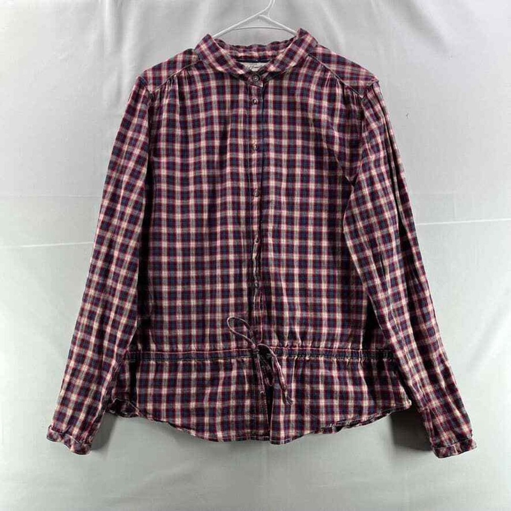 L.O.G.G. Label Of Graded Goods Womens Button Down Shirt 14 Red Plaid Long Sleeve